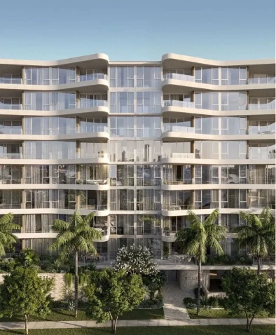 Modern apartment building with glass facade